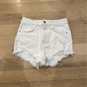 Zara High Rise Denim White Shorts